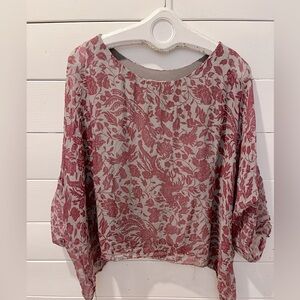 ❤️ AMBRA Gray Andrès des Silk Printed Blouse Size S